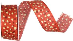 Stuha vánoční STARDUST RED červená 25mm x 2m(11,-Kč/m)