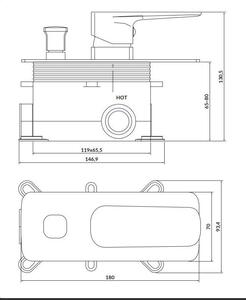Cersanit Larga, vanová - sprchová podomítková baterie + Box, chromová, S951-374