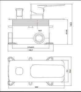 Cersanit Larga, vanová - sprchová podomítková baterie + Box, černá matná, S951-373