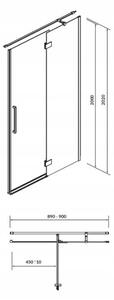Cersanit Crea, křídlové dveře do otvoru 90x200 cm (pravé), 8mm čiré sklo, chromový profil, S159-006