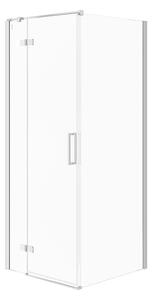 Cersanit Jota, rohový sprchový kout 80 (dveře levé) x 80 (stěna) x 195, 6mm čiré sklo, chromový profil, S160-005