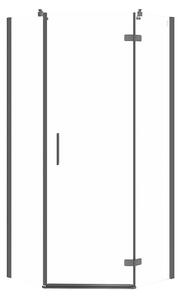 Cersanit Jota, 5-úhelníkový sprchový kout 90x90x195 cm, pravé dveře, 6mm čiré sklo, černý profil, S160-015