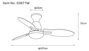 Globo 03671W - LED Stm. stropní ventilátor GALE LED/22W/230V 3000/4500/6000K +DO