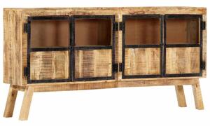 Příborník hnědo-černý 160 x 30 x 80 cm masivní hrubý mangovník 247994