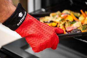 Silikonová kuchyňská rukavice MasterClass, prstová červená MCSILGLOVEFING