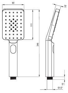 Deante Anemon, sprchový sloup 80cm s 3-funkční ruční hlavicí a sprchovou hadicí 150cm, černá, NCZ_N51K