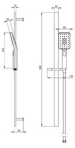 Deante Anemon, sprchový sloup 80cm s 3-funkční ruční hlavicí a sprchovou hadicí 150cm, černá, NCZ_N51K
