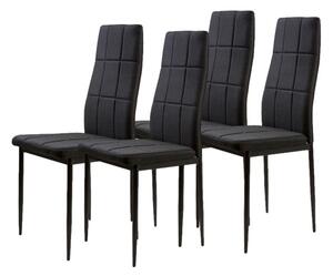 ModernHOME Sada židlí z ekokůže, 4 ks. Černá DC860-4 BLACK