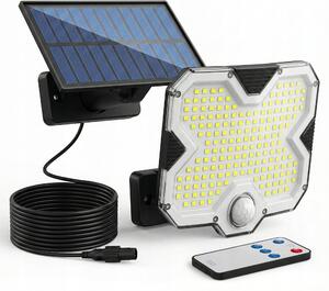 LED solární svítidlo s pohybovým čidlem a panelem, IP44, 3 W, 300 lm, 6500 K