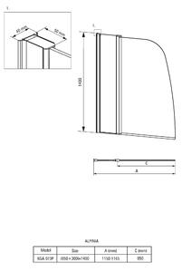 Deante Alpinia, vanová zástěna 115x140 cm s otočným 1-křídlem (85cm otočné, 30cm fix), čiré sklo s EasyClean, chromový profil, KGA_072P
