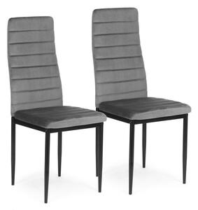 ModernHOME Židle s profilovaným opěradlem - ŠEDÝ VELVET - 4 kusy VELVET4SZARY4