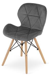 ModernHOME Sada 4 pohodlných židlí Lago - tmavě šedý samet