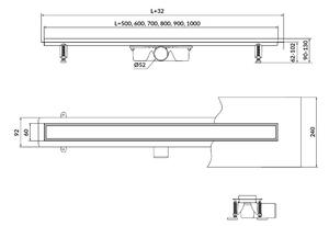 Cersanit Tako, lineární odtokový žlab s oboustranným roštem 60cm, nerezová, S907-008