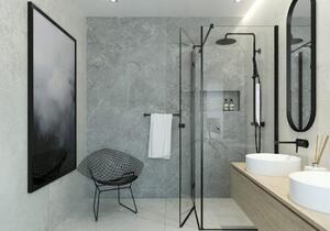 Deante Arnika, obdélníkový sprchový kout 100 (dveře) x80 (stěna) cm, výška 200cm, 6mm čiré sklo s EasyClean, černý profil, KQA_046P