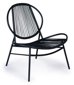 ModernHOME Sada ratanového zahradního nábytku, kovových židlí a černého stolu