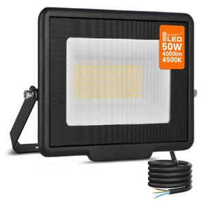 Solární LED reflektor 50 W, 4500 K, neutrální bílá, IP65, úhel 120°, 15 × 12 × 3 cm