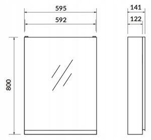Cersanit Moduo, zrcadlová závěsná skříňka 60cm, šedá, S590-017-DSM