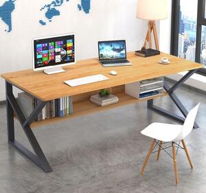 ModernHOME Kancelářský stůl s policí 100x60cm, hnědá STL08BR