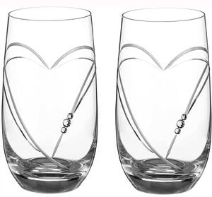 Diamante sklenice na nealko nápoje s krystaly Swarovski Hearts 350ml 2KS