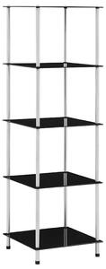 5patrová police černá 40 × 40 × 130 cm tvrzené sklo 249511