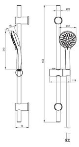 Deante Avis, sprchový sloup 65cm s 5-funkční ruční hlavicí a sprchovou hadicí 150cm, chromová, NGV_051K