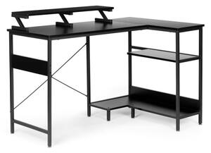 ModernHOME Rohový kancelářský stůl se 3 černými policemi PJJCT0140