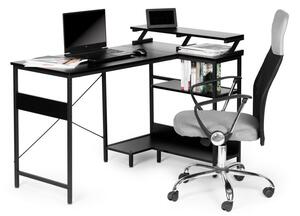ModernHOME Rohový kancelářský stůl se 3 černými policemi