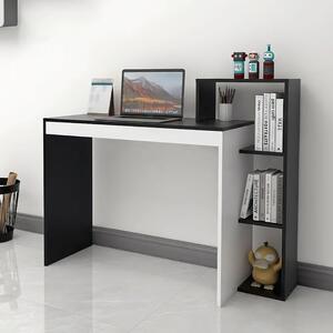 ModernHOME Bílo-šedý kancelářský stůl + knihovna se 4 policemi