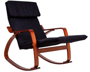 ModernHOME Houpací křeslo chaise lounge, lískový ořech/černá