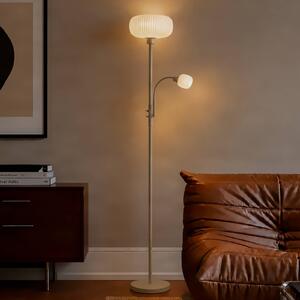 Lindby Stojací lampa Ingrid, béžová/bílá, 175 cm, na čtení, Krémová / jantar, Obývací pokoj / jídelna, kov