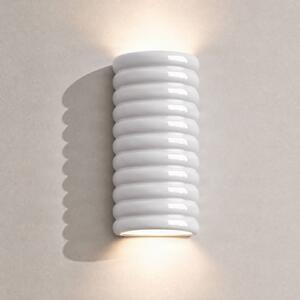 Lucande LED nástěnné světlo Riff, bílé, keramika, výška 25 cm, stmívatelný, Bílá / opál, Chodba, Keramika, Design