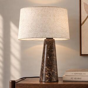 Lucande Stolní lampa Peyton, hnědá mramorovaná/béžová, 48 cm, Hnědá / rez, Obývací pokoj / jídelna, Kámen, Design