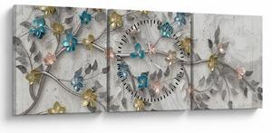 Obraz- Na větvi - abstraktní (s hodinami) (90x30 cm)