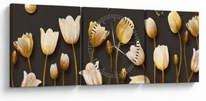 Obraz - Tulipány - abstraktní (s hodinami) (90x30 cm)