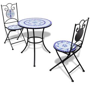 3dílný bistro set mozaikový keramický modro-bílý 271771