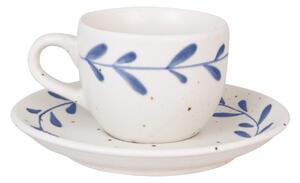 Kameninový šálek s podšálkem Viola Leaf Blue
