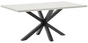 Bílý jídelní stůl Kave Home Argo 180 x 100 cm s černou kovovou podnoží
