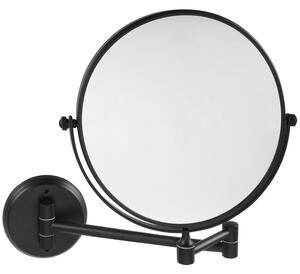 Sapho X-ROUND BLACK E kosmetické zrcátko závěsné, Ø 200mm, oboustranné, černá mat XR010B