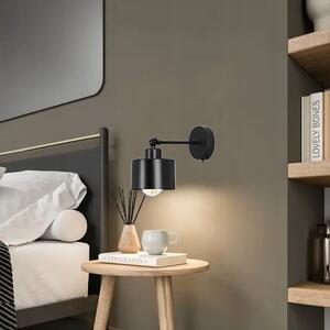 Černé nástěnné svítidlo E27, kabel 150 cm