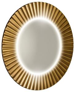 PRIDE kulaté zrcadlo s LED osvětlením v rámu o 90cm, bronz