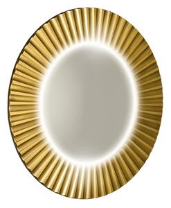 PRIDE kulaté zrcadlo s LED osvětlením v rámu o 75cm, zlato