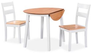 Jídelní set 3 kusy, MDF a kaučukovníkové dřevo, bílý 274942