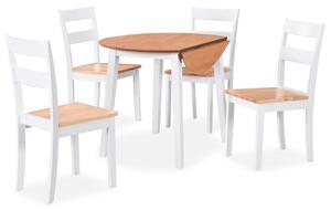 Jídelní set 5 kusů, MDF a kaučukovníkové dřevo, bílý 274943