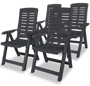Skládací polohovací křesla 4 ks, plast, antracitová 275071