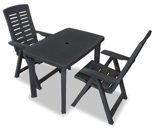 3dílný bistro set plastový antracitový 275083