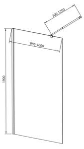 AQUALINE - WALK-IN zástěna jednodílná k instalaci na zeď, 1000x1900 mm, sklo Brick (WI100)