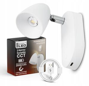 LED nástěnné svítidlo, stmívatelné, CCT, na baterii, 1 W, 60 lm, 12 × 6 × 10 cm