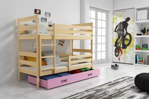 Dětská patrová postel ERYK 90x200 cm - borovice Růžová