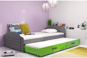 Dětská postel LILI s výsuvným lůžkem 90x200 cm - grafit Zelená