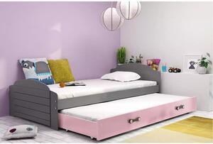 Dětská postel LILI s výsuvným lůžkem 90x200 cm - grafit Zelená